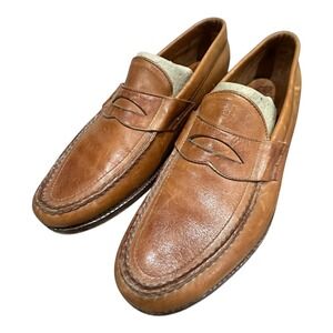 SAS Hand Made‎ Brown All Leather Penny Loafers Mens Size 10.5N VTG